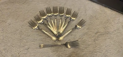 Continental Cocktail Fork 1847 Rogers Bros Silverplate XS Triple 1914 Set of 10  - Image 1 of 4