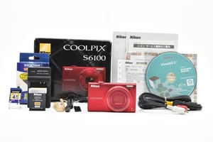 【 MINT  W/Box】Nikon COOLPIX S6100 Red 7x Zoom 16MP Compact Camera From JAPAN - Picture 1 of 11