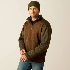 ARIAT MEN'S Caldwell Logo 1/4 Zip Sweater 62623 - Picture 1 of 5