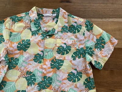 Boys JANIE & JACK Button Down Shirt - Sz 18- TROPICAL Hawaiian Floral Print EUC - Image 1 of 4