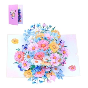 Delicate Daisies Flower 3D Foldable Greeting Card for Birthdays Weddings Holiday - Picture 1 of 8
