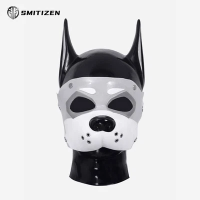 Smitizen Silicone Black Glossy Muzzle Puppy Hood with grey Cover Mask for Cos - Image 1 of 4