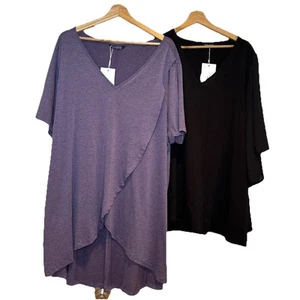 NWT Bloomchic Tops Heather Purple 22-24 Black Polyester 18-20 Short Sleeve Soft - Picture 1 of 22