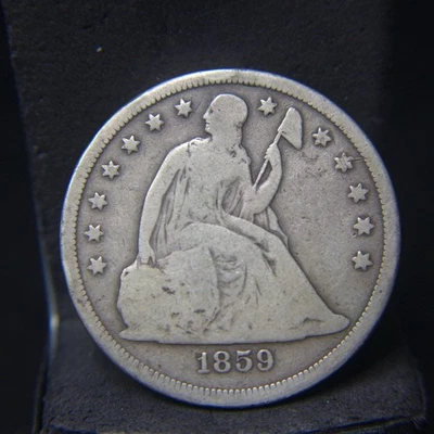 KEY DATE 1859-S SILVER LIBERTY SEATED $1 DOLLAR G-VG Details, Counterstamp J C - Image 1 of 2