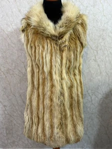 Vintage Natural Red Fox Fur Long Vest – Women’s Real Fur Sleeveless Coat – - Picture 1 of 9