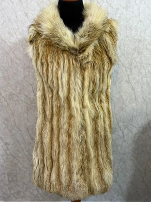 Vintage Natural Red Fox Fur Long Vest – Women’s Real Fur Sleeveless Coat – - Image 1 of 4