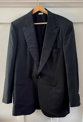 BRIONI Talla 42 Quirinary Negro Lana Tux Jk con Solapa Satén Usado Una Vez Italia Foto 1 de 4