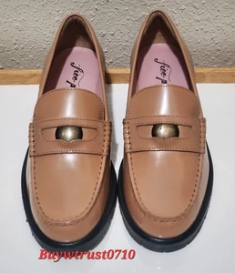 NIB Free People Liv Penny Loafer Camel Leather Sz EU 38.5/US 8 - Picture 1 of 10