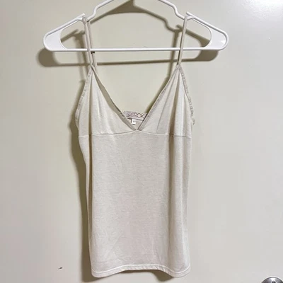 LaROK Women’s White Spaghetti Strap V-Neck Camisole Top (Size S) - Image 1 of 3