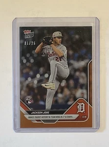 2025 Topps Now #192 Jackson Jobe Detroit Tigers RC Wins in 1st 8 Orange 1/25 - Picture 1 of 2