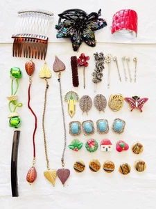 36 vintage jewelry accessories hairpins scarf clips etc lot lbs, - Picture 1 of 7