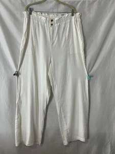 I.N.C. High Rise Pants White WIDE LEG elastic and pleated waist Sz 2X Linen - Picture 1 of 24