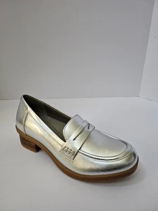 Dansko Danica Waterproof Leather Penny Loafers Silver Metallic New - Picture 1 of 6