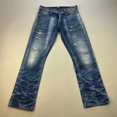 PRPS Jeans Mens 31 Blue Denim Demon Slim Straight Leg Stone Wash Distressed - Image 1 of 4