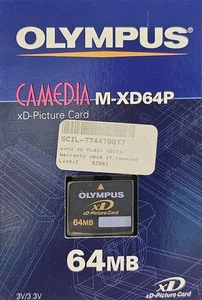 Olympus 64mb xD Memory Card bundled with a storage holder that holds 6 cards. - Picture 1 of 6