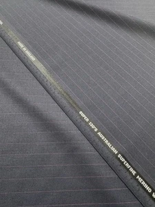 Navy Stripe Super 130 Wool Fabric Made In Huddersfield England Suiting Dishdasha - Picture 1 of 2