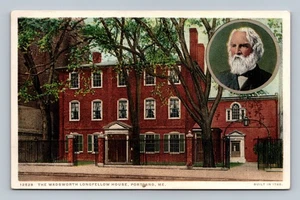 Vintage Wadsworth Longfellow House Portland ME Linen Postcard 1785 - Picture 1 of 2