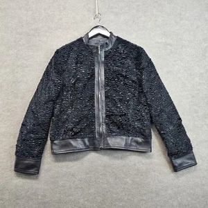 Vintage Penta black jacket with a unique textured fabric and leather accents 16 - Picture 1 of 10
