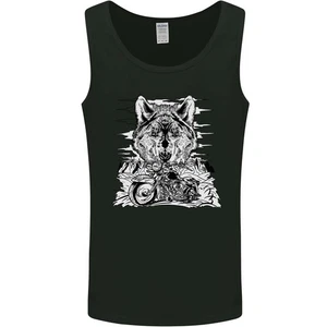 Motorbike Wolf Biker Motorcycle Motorbike Mens Vest Tank Top - Picture 1 of 11