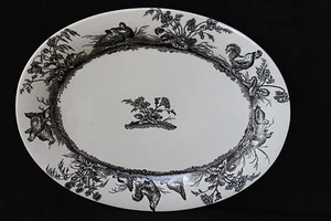GLOBAL DESIGN-KATE WILLIAMS CHICKENS ROOSTERS X-LARGE OVAL PLATTER-BLACK/CREAM - Picture 1 of 1