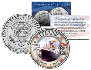 1912 TITANIC * Worlds Largest Ship * U.S. MINT KENNEDY HALF DOLLAR COIN with COA - Picture 1 of 1