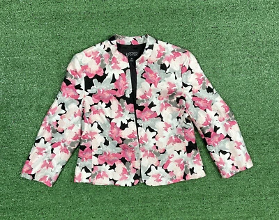 Kasper Open Front Blazer Jacket Womens Size 4P Pink Gray Black Floral - Image 1 of 4