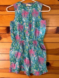Mini Boden Flamingo Palm Tree Butterfly Short Romper EUC Girls Size 11-12 - Picture 1 of 4