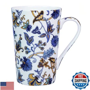 LanHong Bone China Coffee Mug Tall Coffee Mug Floral Coffee Tea Mug - 14 oz F - Picture 1 of 5