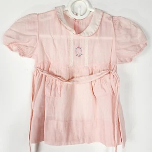 Vestido vintage rosa con lazo en la cintura para niñas pequeñas - Imagen 1 de 7