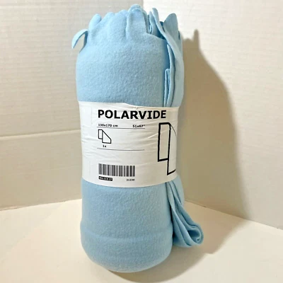 NEW Ikea PolyFleece Blanket Throw  51 x 67 Blue Polarvide Scallop Discontinued - Image 1 of 4