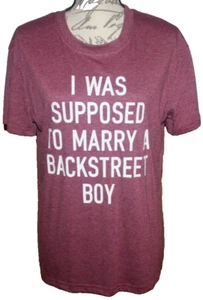 Women's Graphic T-Shirt I Was Supposed to Marry A Backstreet Boy Purple SS Sz M - Picture 1 of 6