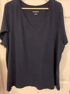 Fashion Bug 4x Navy Blue V-neckline Tee - Picture 1 of 4