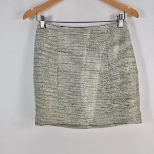 Sportsgirl womens skirt size 8 silver mini zip metallic 068957 - Picture 1 of 9