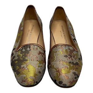 Stubbs Wootton Loafers Shoes Womens Metallic Camouflage Brown Flats Size 6 - Picture 1 of 10