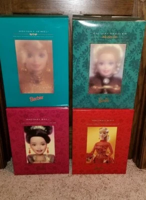 Lote de 4 Barbies de Porcelana Holiday 1995 1996 1997 1998 Nuevas en Caja Original Foto 1 de 4