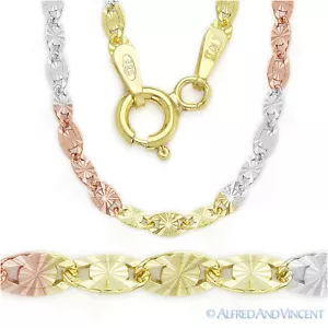 Collana Catena Placcata Oro 14k Oro Valentino Link 2,5 mm .925 Argento Sterling 3 toni - Foto 1 di 1