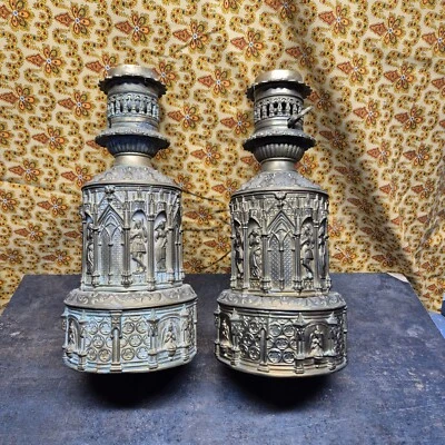 Paire Duo Ancienne Lampe À Huile Régulateur  Fin 19eme NAPOLÉON 3!! - Photo 1/4