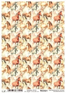 Reispapier A4 Strohseide Decoupage Muster Hintergrund Pferde Pferd RE3321 - Bild 1 von 1