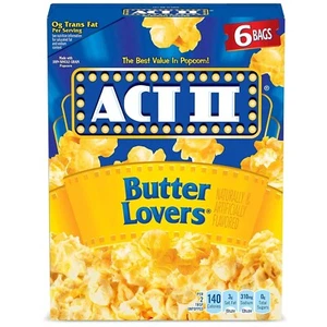 Act II Butter Lovers Microwave Popcorn 2.75 oz, Pack of 6 - Picture 1 of 5