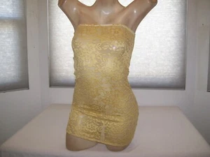 New Stripper Exotic Dancer Gold Mesh FishNet Mini Tube Dress S/M Stripperwear - Picture 1 of 7