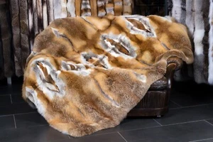 516-H European Red Fox Fur Throw - Light-Type Pelt Blanket Genuine Furs Cover - Picture 1 of 9