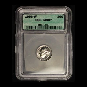 1996-W 10c Roosevelt Dime ICG MS67 - Free Shipping USA - Picture 1 of 3
