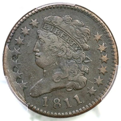 1811 C-1 R-6 PCGS VF Details 4 Star Break Classic Head Half Cent Coin 1/2c - Image 1 of 3