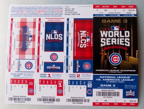 CHICAGO CUBS Baseball - 2004 2007 2008 2015 2016 2017 WORLD SERIES TICKET SHEETS Cover