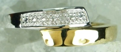 NUEVO Anillo de eternidad de diamantes naturales de oro macizo genuino de 9 quilates de 2 tonos talla L 1/2 y N Foto 1 de 4