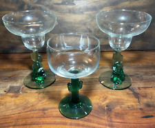 Margarita Green Cactus Stem Glasses 2-Siesta Man Sombrero, 1-Cactus Barware
