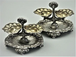 Paar Salieren 950er Silber Saleron France Minerve 2x Muschel Saliere Argent (49) - Bild 1 von 7
