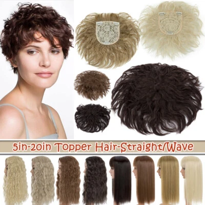 Clip in Hairpiece Hair Topper Toupee Top Silk Base Short/Long Natural as Human - Image 1 of 4