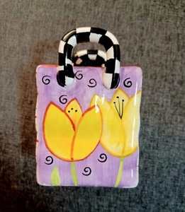 Milson and Louis Tulip Bag contenitore vaso in ceramica dipinto a mano - Foto 1 di 9