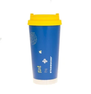 Starbucks Yellow Blue Rabbit Night Firework Stainless Steel Coffee Tumbler 16 OZ - Picture 1 of 3